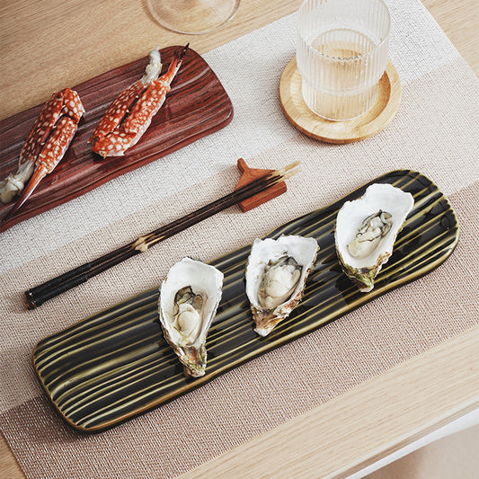 Gohobi Hand-Painted Rectangular Sushi Plate