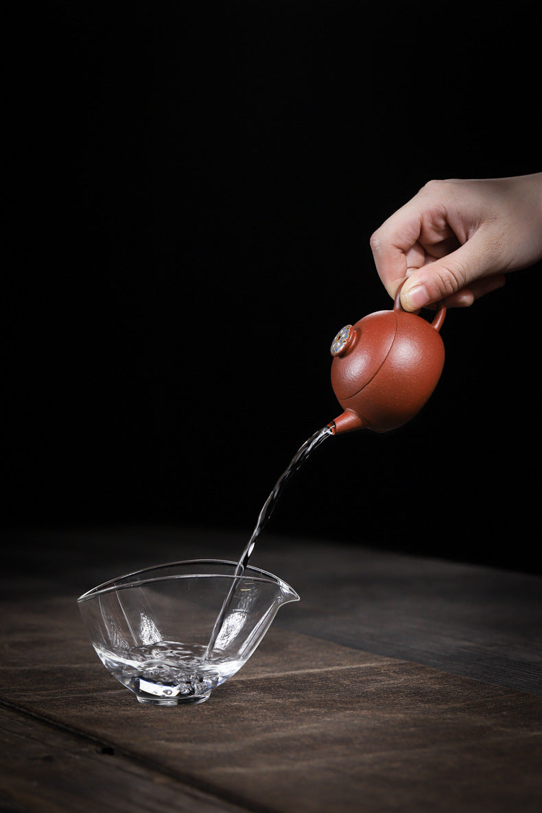 [Chingshui Tang 青水堂] Handmade Yixing Zisha Sandy Purple Clay Teapot – 90ml Handmade Original Ore Jiangpo Clay Bowl-Shaped Teapot, Thin Body with Built-in Filter, Gongfu Small Teaware