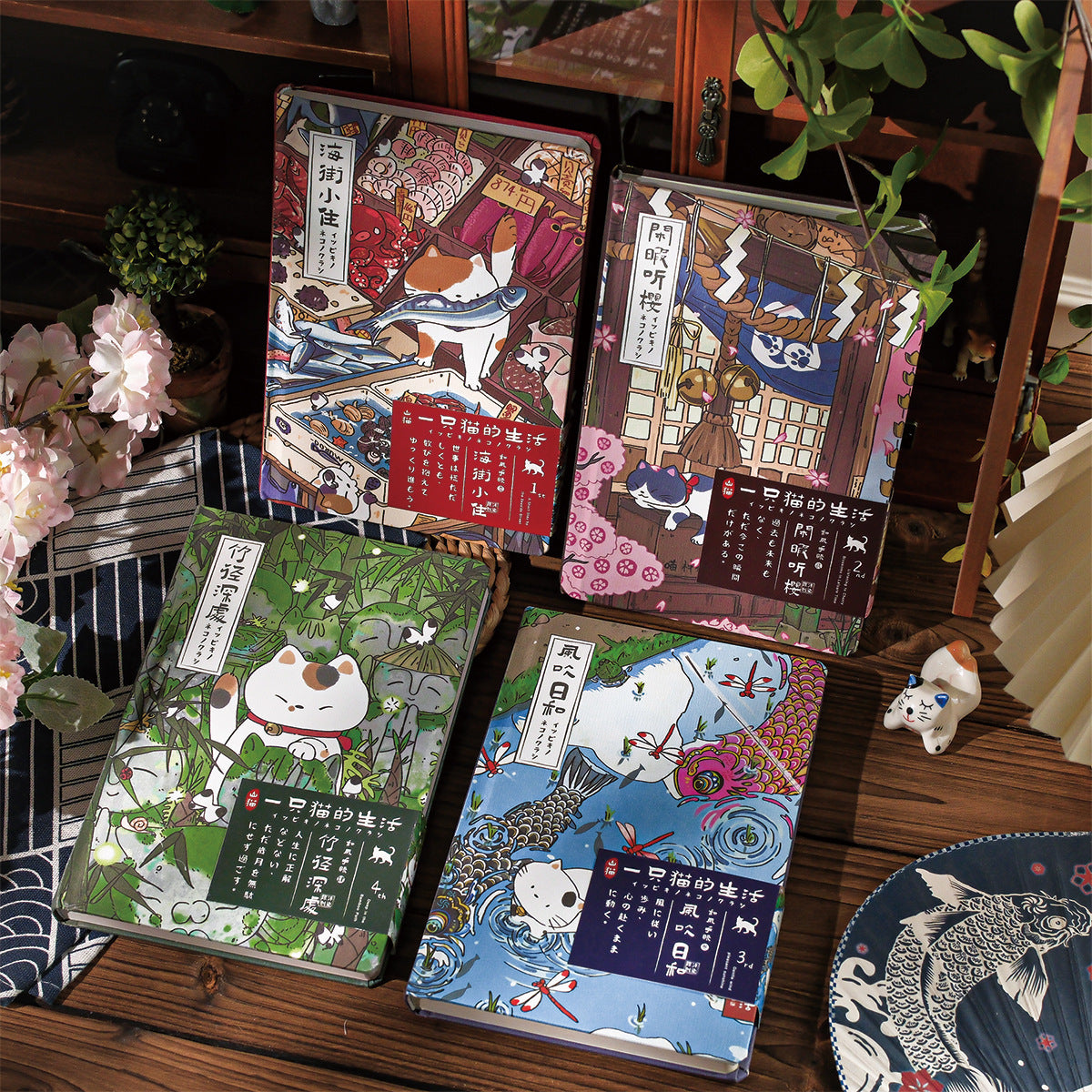 Gohobi Japanese Cat Notebook – A5 Monthly Planner Pocket Diary (4 Styles)