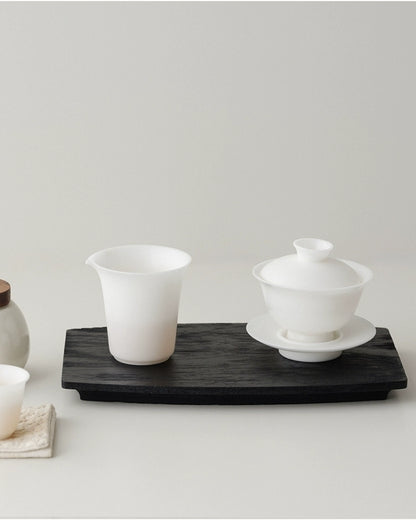 Plateau noir en bois carbonisé de style japonais Gohobi Wabi-Sabi 003