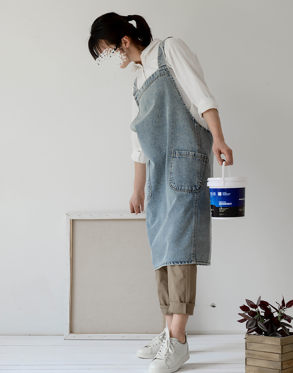 Gohobi Japanese Style Washed Denim Cotton Apron
