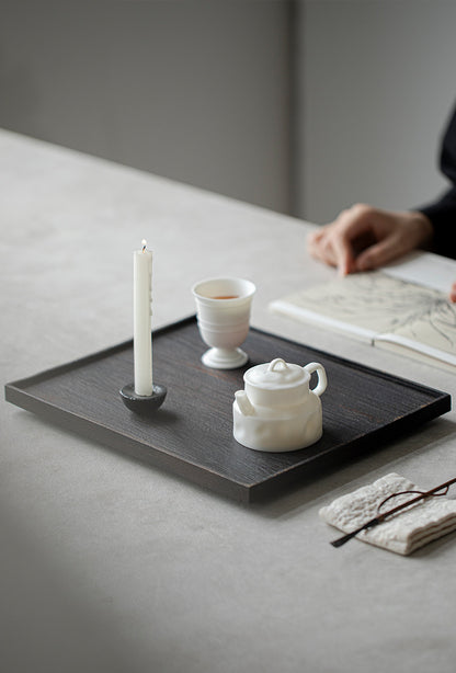 Gohobi Japanese-style Wabi-Sabi Rectangular Wooden Black Tray 005