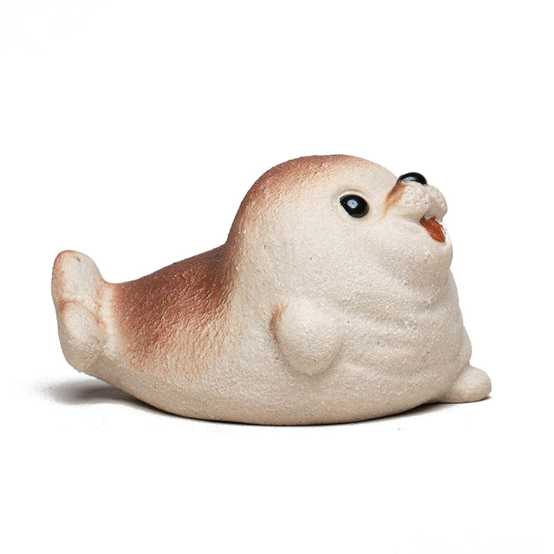 Gohobi Yixing Purple Clay Seal Tea Pet – Handmade Marine Animal Zisha Ornament