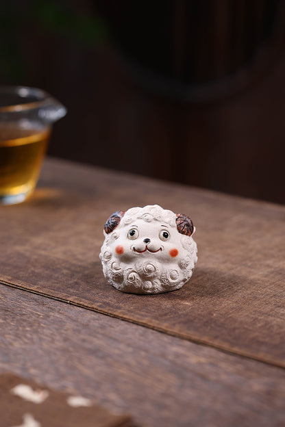 Gohobi Yixing Purple Clay Sheep Tea Pet – Handmade Sanyang Kaitai Ornament