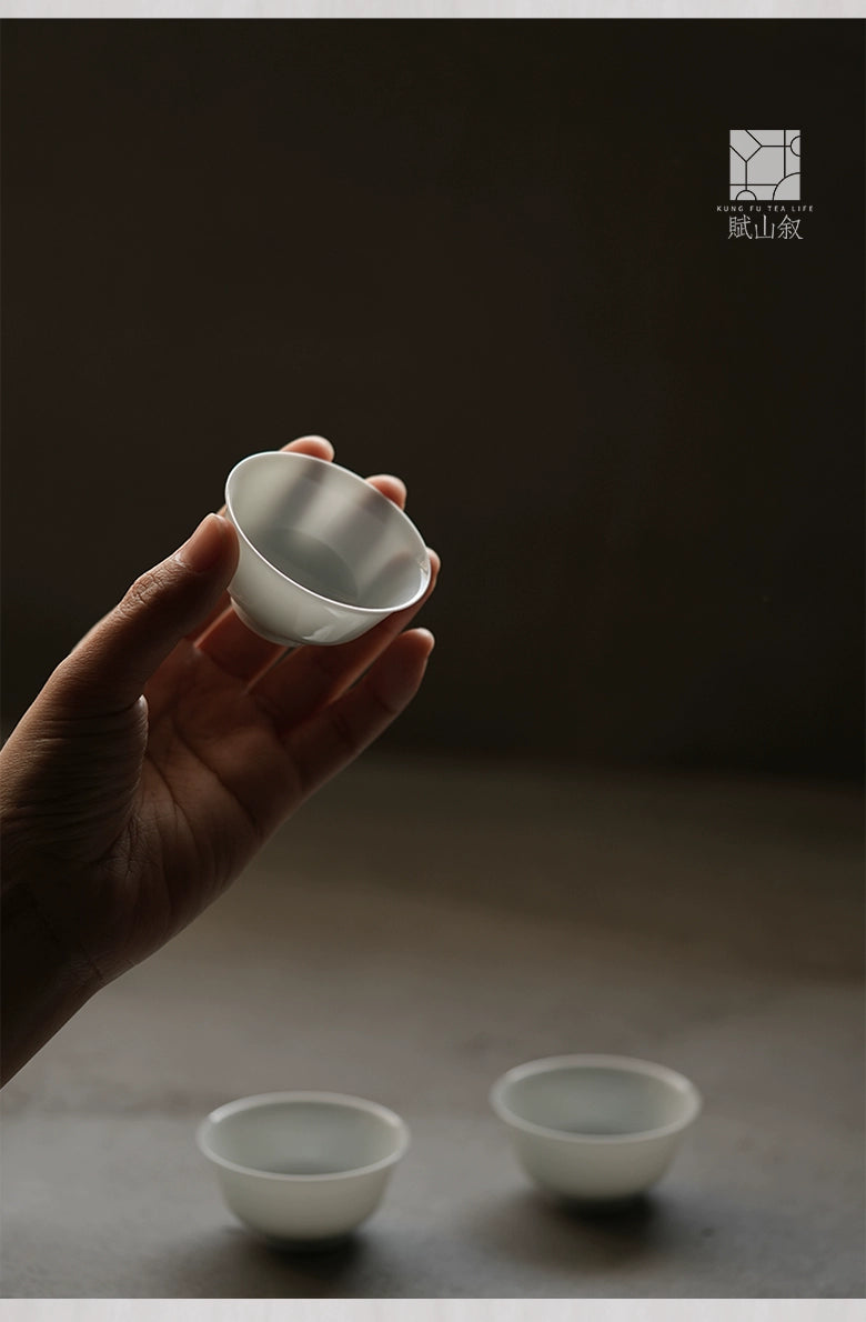 [賦山敘 x Gohobi] A Set of 3 Jingdezhen Jade White Standard Testing Cups 35ml