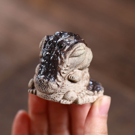 Yixing purple sand tea pet crocodile ornament handmade financial crocodile cover drag tea ceremony tea set accessories tea table tea play accessories