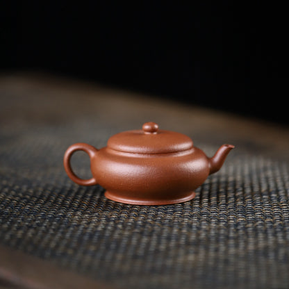 [Chingshui Tang 青水堂] Handmade Yixing Original Ore Jiangpo Sandy Purple Clay "Flat Lantern" Teapot – 150ml Thin-Walled Home Brewing Teapot with Built-in Filter
