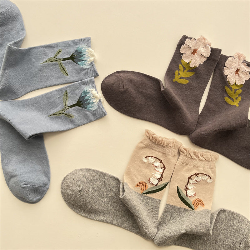 Gohobi Japanese Tulip Mid-Calf Socks