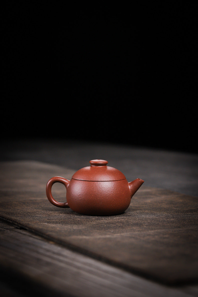 [Chingshui Tang 青水堂] Handmade Yixing Zisha Sandy Purple Clay Teapot – 90ml Handmade Original Ore Jiangpo Clay Bowl-Shaped Teapot, Thin Body with Built-in Filter, Gongfu Small Teaware