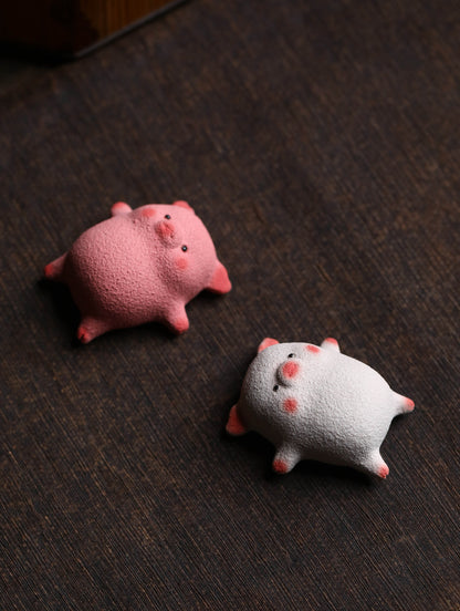Gohobi Yixing Purple Clay Twelve Zodiac Pig Tea Pet – Handmade Sleeping Pig Ornament