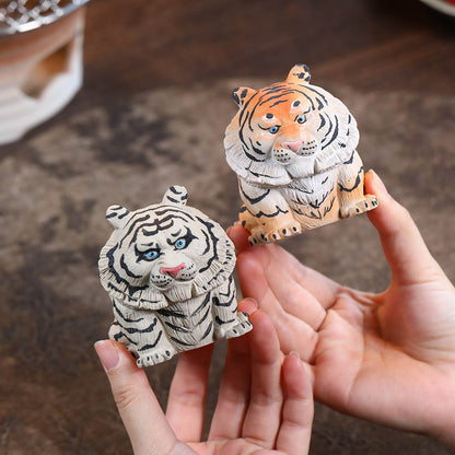 Gohobi Yixing Purple Clay Lucky Tiger Tea Pet – Hand-Painted Zisha Ornament