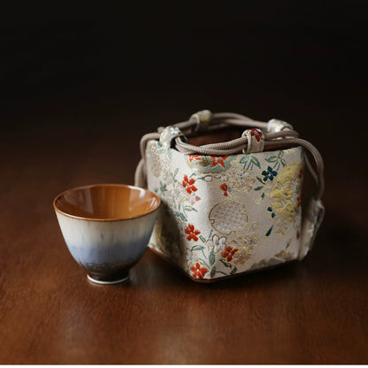 Gohobi Colourful Brocade Teaware Storage Travel Bag