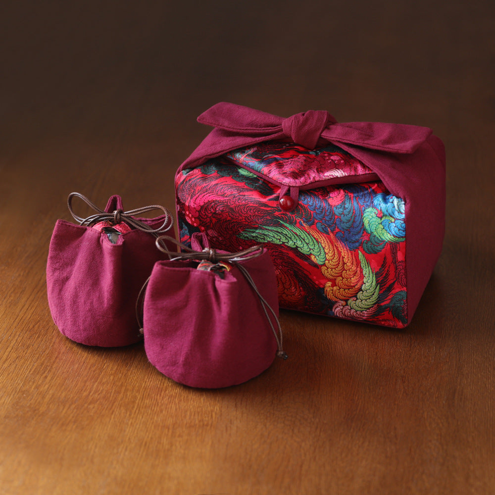 Gohobi Large Colourful Silk Teaware Storage Travel Bag