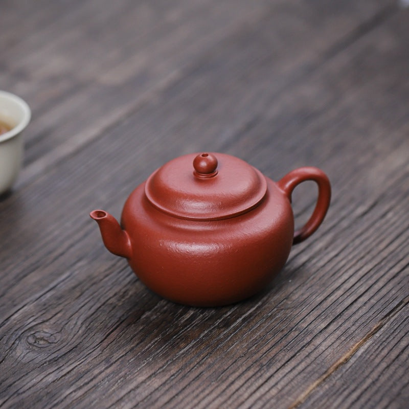 [Chingshui Tang 青水堂] Yixing Red Zisha Clay Teapot – 140ml Handmade Thin-Walled Lotus Seed Style Teapot, Original Ore Zhuni Clay, Small Gongfu Teapot with Built-in Filter
