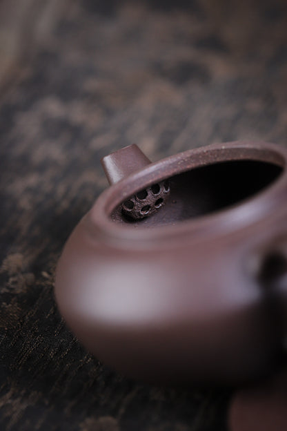 [Chingshui Tang 青水堂] Handmade Yixing Purple Zisha Clay Teapot – 120ml Original Ore Tianqing Clay Ruihu (Auspicious Tiger) Style Gongfu Teapot with Built-in Filter