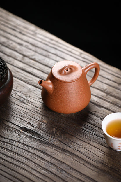 [Chingshui Tang 青水堂] Handmade Yixing Zisha Sandy Purple Clay Teapot 150ml – Original Ore Golden Jiangpo Clay Gaoshi Piao Teapot, Lightweight Body for Gongfu Tea Brewing