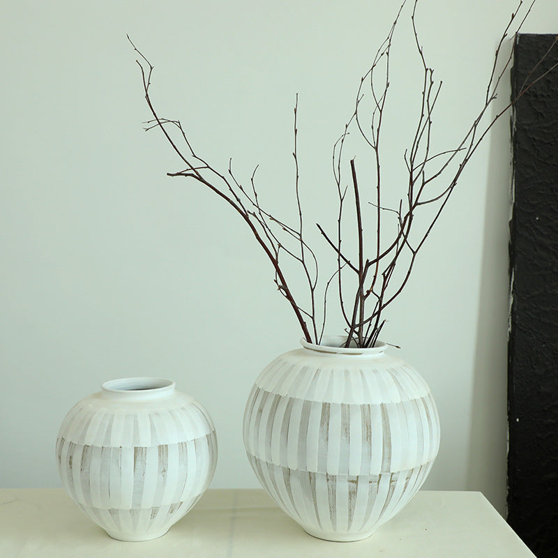 Gohobi Wabi-Sabi White Coarse Pottery Vase
