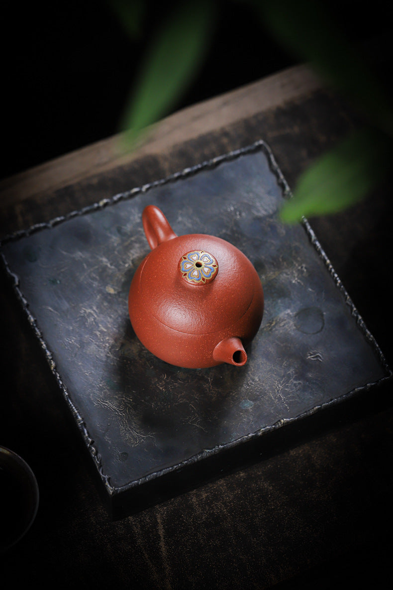 [Chingshui Tang 青水堂] Handmade Yixing Zisha Sandy Purple Clay Teapot – 90ml Handmade Original Ore Jiangpo Clay Bowl-Shaped Teapot, Thin Body with Built-in Filter, Gongfu Small Teaware