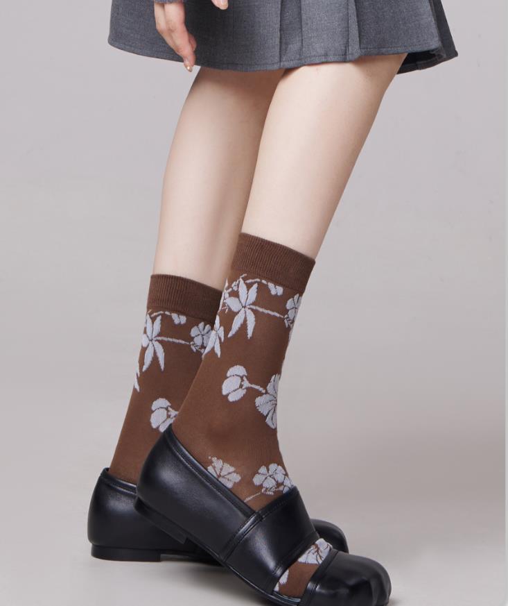 Gohobi Vintage Botanical Embossed Cotton Socks
