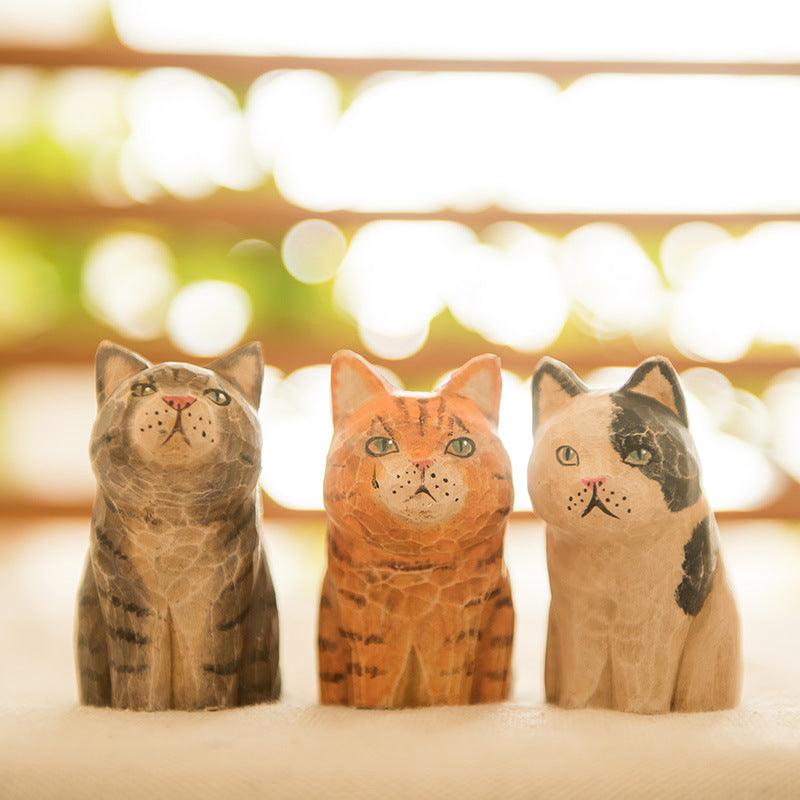 Gohobi Handcrafted Wooden Vintage Cat Ornament