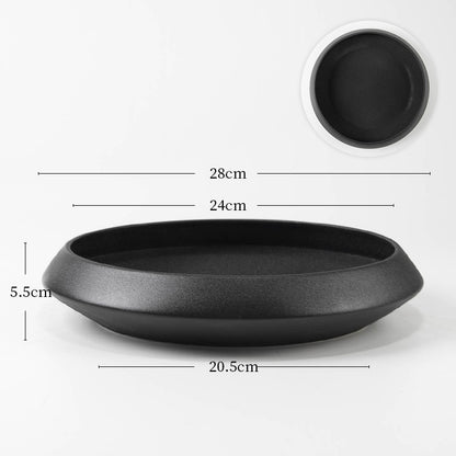 ohobi Frosted Ceramic Ikebana Bowl – Large Zen Flower Arrangement Water Plate