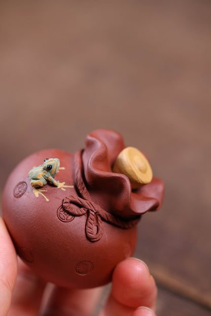 Gohobi Yixing Purple Clay Money Bag Frog Tea Pet – Handmade Lucky Ornament