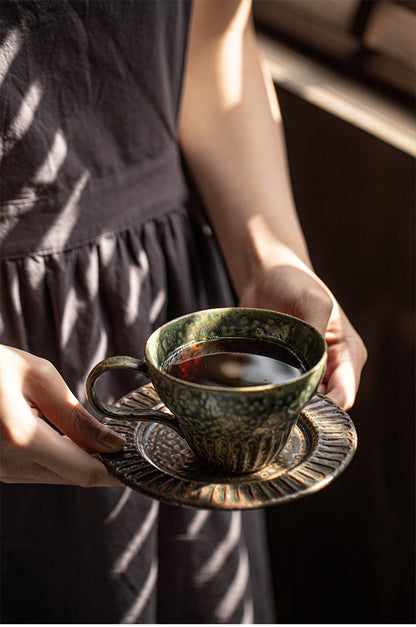 Gohobi Japanese Retro Coffee Cup and Saucer Set