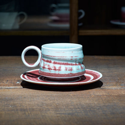 Gohobi Handmade Afternoon Japanese Stoneware Coffee Latte Mug and Saucer Set