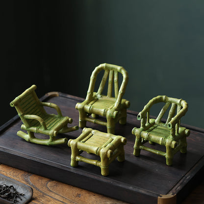 Gohobi Yixing Purple Clay Bamboo Rocking Chair Tea Pet – Handmade Tea Table Ornament