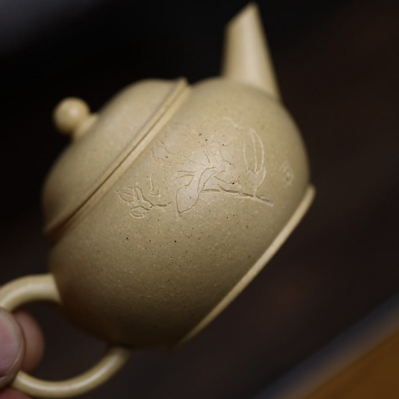 [Chingshui Tang 青水堂] Handmade Yixing Green Zisha Clay Xiaoping Teapot – 100ml Original Ore Benlu Caly with Inner Filter, Semi-Handmade Thin-Walled Gongfu Teapot