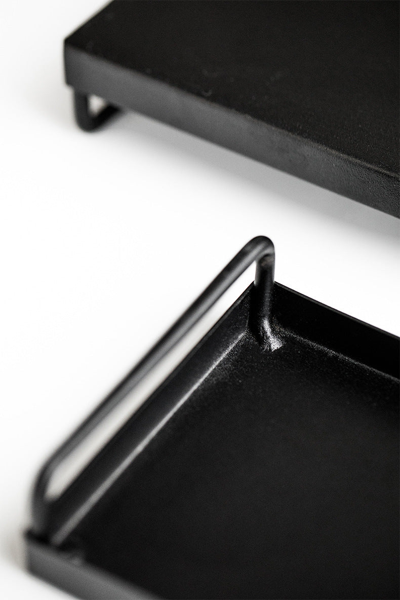 Gohobi Japanese-style Wabi-Sabi Black Square Iron Tray 006