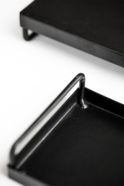 Gohobi Japanese-style Wabi-Sabi Black Square Iron Tray 006