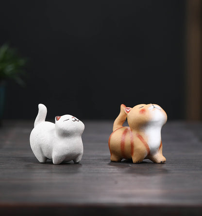 Gohobi Handmade Ceramic YiXing Clay Cat Ornament Tea pet