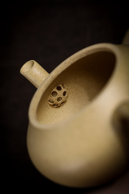 [Chingshui Tang 青水堂] Handmade Yixing Green Zisha Clay Junde Teapot – 110ml “Ben Lü” Clay Gongfu Teapot with Inner Push Hole, Thin-Walled Design for Chaozhou Brewing