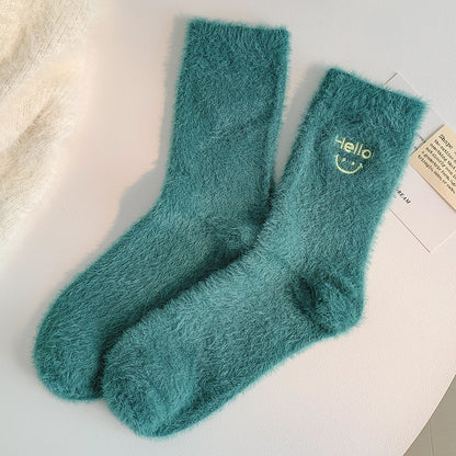 Gohobi Hello Smiling Mink Fleece Socks