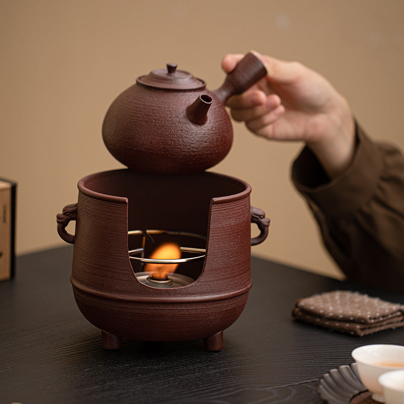 Gohobi Traditional Teapot and Stove Set 003 Old Rock Mud