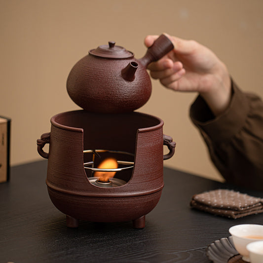 Gohobi Traditional Teapot and Stove Set 003 Old Rock Mud