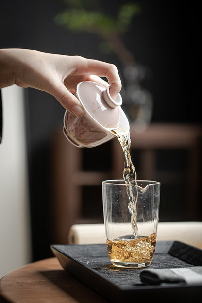 Gohobi White Porcelain Hand-Painted Orchid Gaiwan