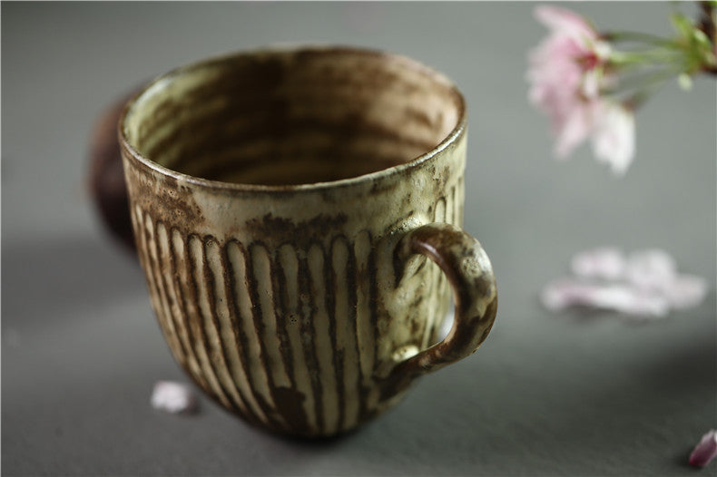 Gohobi Handmade White Brown Ceramic Coffee Cup Mug