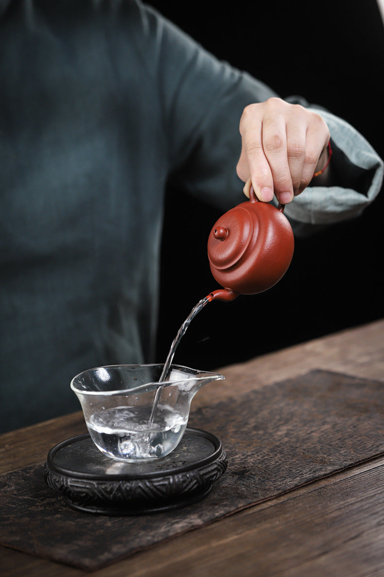 [Chingshui Tang 青水堂] Yixing Red Zisha Clay Teapot – 140ml Handmade Thin-Walled Lotus Seed Style Teapot, Original Ore Zhuni Clay, Small Gongfu Teapot with Built-in Filter