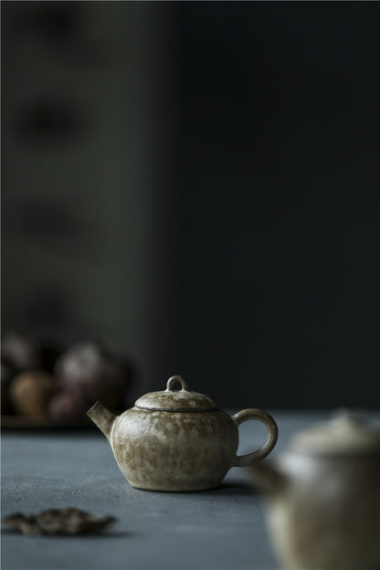 Gohobi Handmade Wood-fired White Paint Teapot