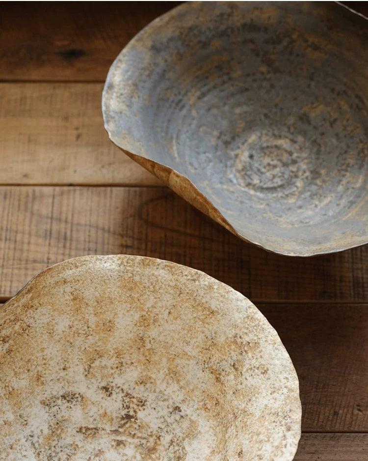 Gohobi Japanese Wabi-Sabi Lotus Leaf Ceramic Plate – Decorative Flower and Fruit Dish