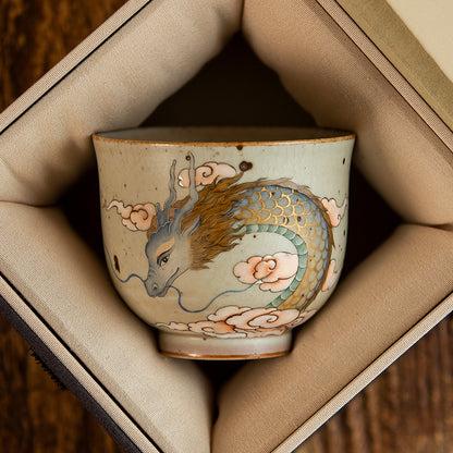 Gohobi Hand-painted Blue Dragon Ceramic Tea Cup