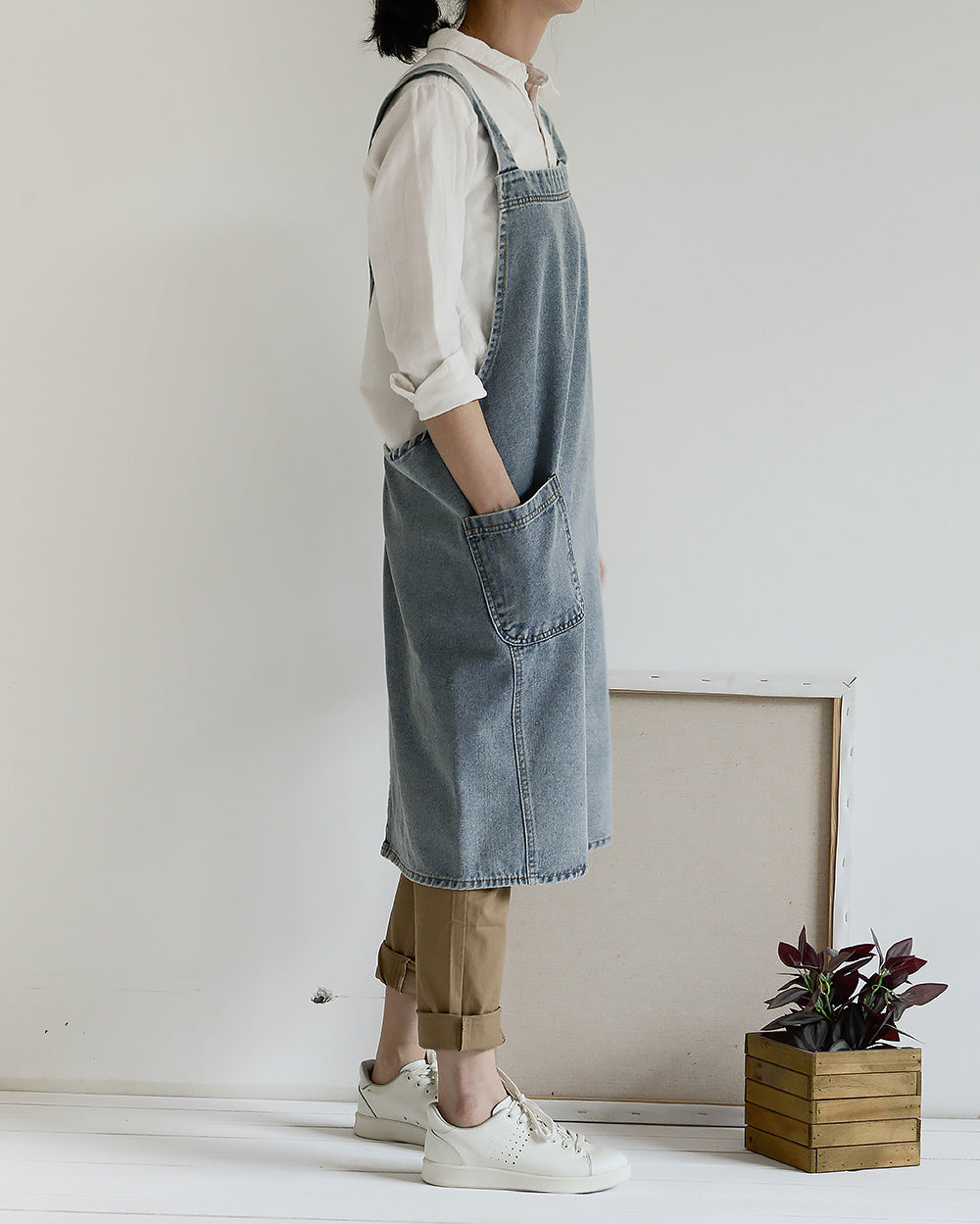 Gohobi Japanese Style Washed Denim Cotton Apron
