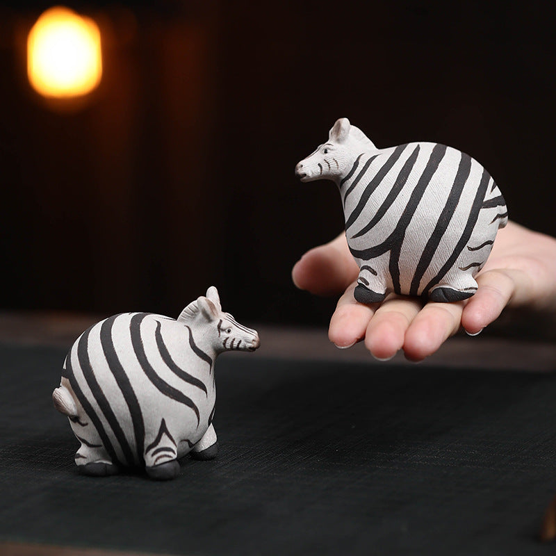 Gohobi Handmade Ceramic YiXing Clay Zebra Ornament Tea pet