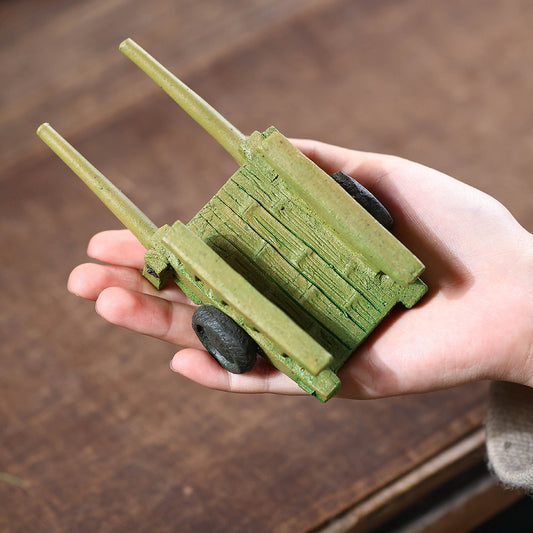 Yixing purple sand imitation bamboo weaving trolley tea pet ornament handmade bamboo tea table tea set pot bearing coaster handicraft
