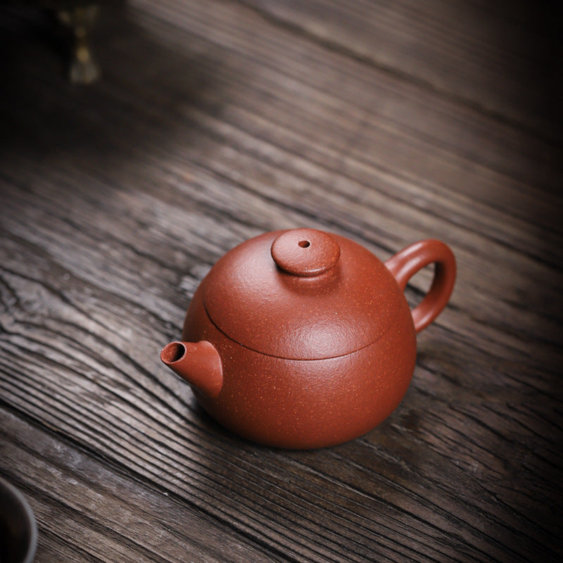 [Chingshui Tang 青水堂] Handmade Yixing Zisha Sandy Purple Clay Teapot – 90ml Handmade Original Ore Jiangpo Clay Bowl-Shaped Teapot, Thin Body with Built-in Filter, Gongfu Small Teaware