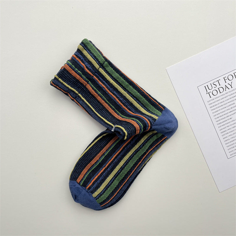 Gohobi Colorful Striped Mid-Calf Socks