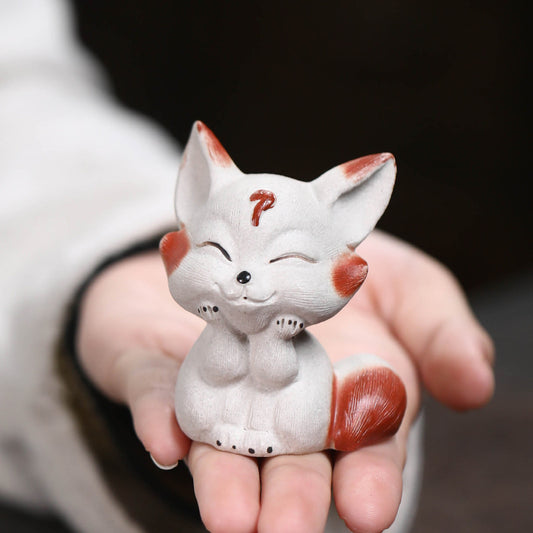 Gohobi Handmade Ceramic YiXing Clay Fox Ornament Tea pet