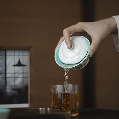 Gohobi Hand-Painted Longevity Peach Gaiwan